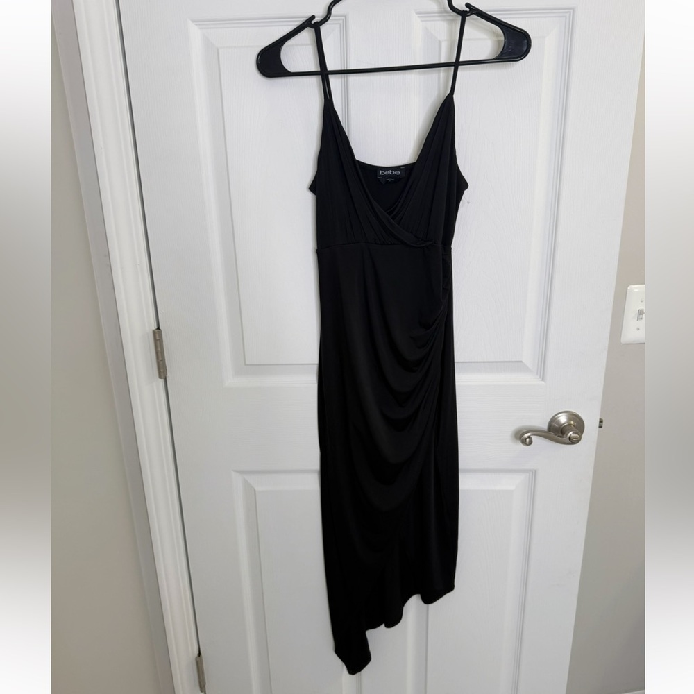 BeBe Women's Spaghetti Straps Slim Midi Slip Dress Color Black Size 4 NWOT y2k